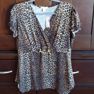 Womens dressbarn short sleeve leopard top